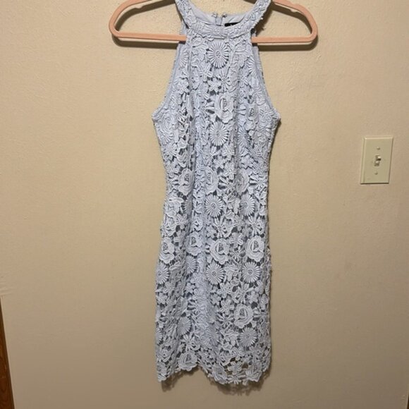 Lulus Love Poem Light‎ Blue Lace Mini Dress size XS - Picture 4 of 9